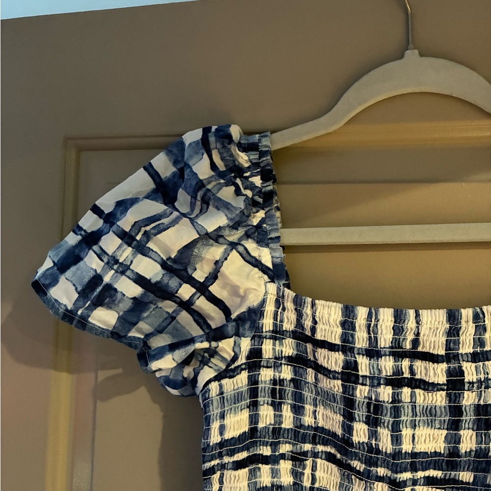 GAP Blue and White Plaid Midi Dress - Picture 2 of 3